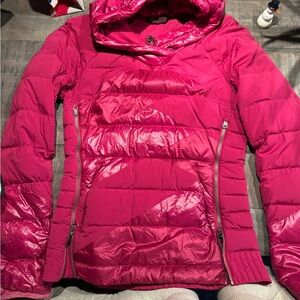 Lululemon Athletica Fuchsia Quilted Down Hooded Jacket